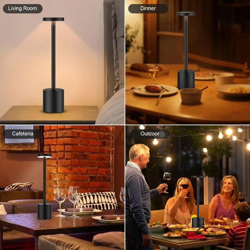 Cordless Table Lamp Bedside Modern LED Night Lamp Rechargeable Touch Tri-color Desk Lamp Restaurant Bar Bedroom Decoration